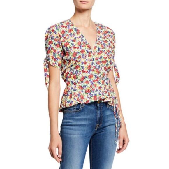 Faithful The Brand Floral Open Front Blouse Size 8 MISSING STRING TIES - Picture 1 of 9